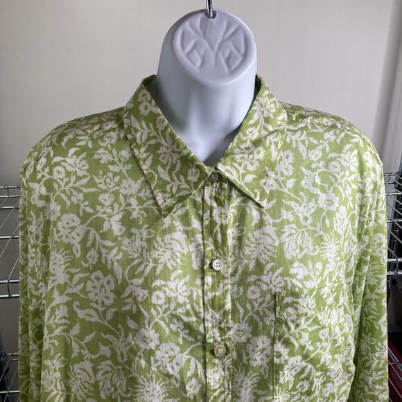 Macy’s Charter Club Women's Green Floral Button Up Blouse Size 20W Fairy Boho - Picture 6 of 11